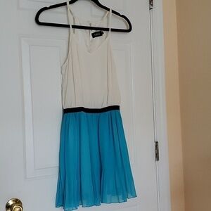 fab'rik teal and cream mini tank dress